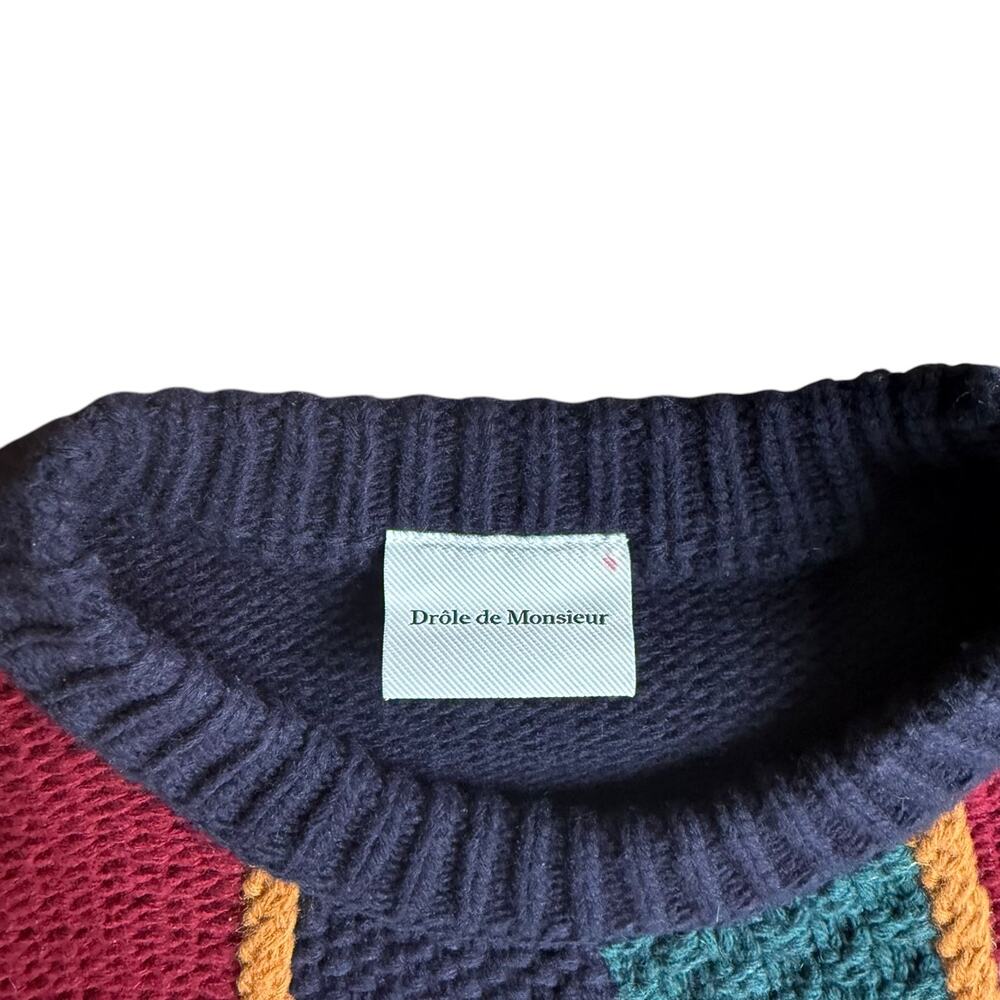 Drole De Monsieur Navy 'La Maille Tartan' Sweater Mens Medium - Picture 2 of 4